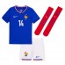 Camisa de time de futebol França Adrien Rabiot #14 Replicas 1º Equipamento Infantil Europeu 2024 Manga Curta (+ Calças curtas)